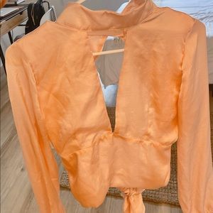 V neck cut out blouse